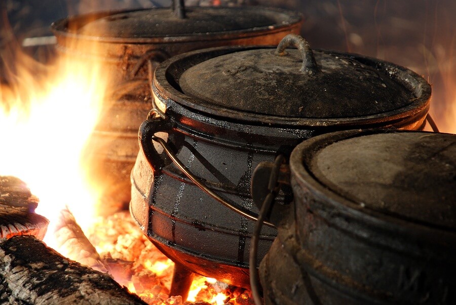 Cauldron over fire