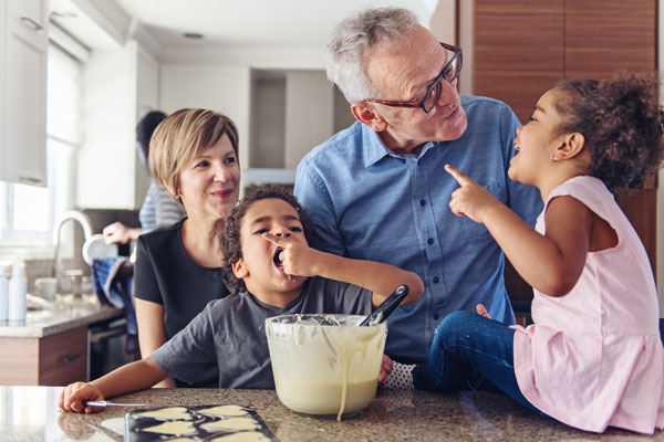 kids bonding with grandparents while parents are on kids free vacation