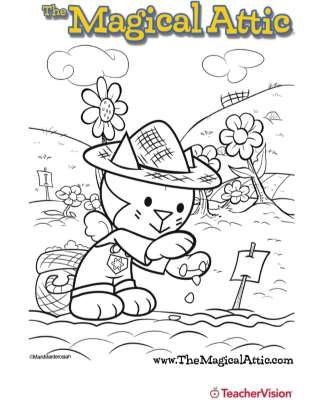 Magical Attic Looner Bunny Garden Coloring Page