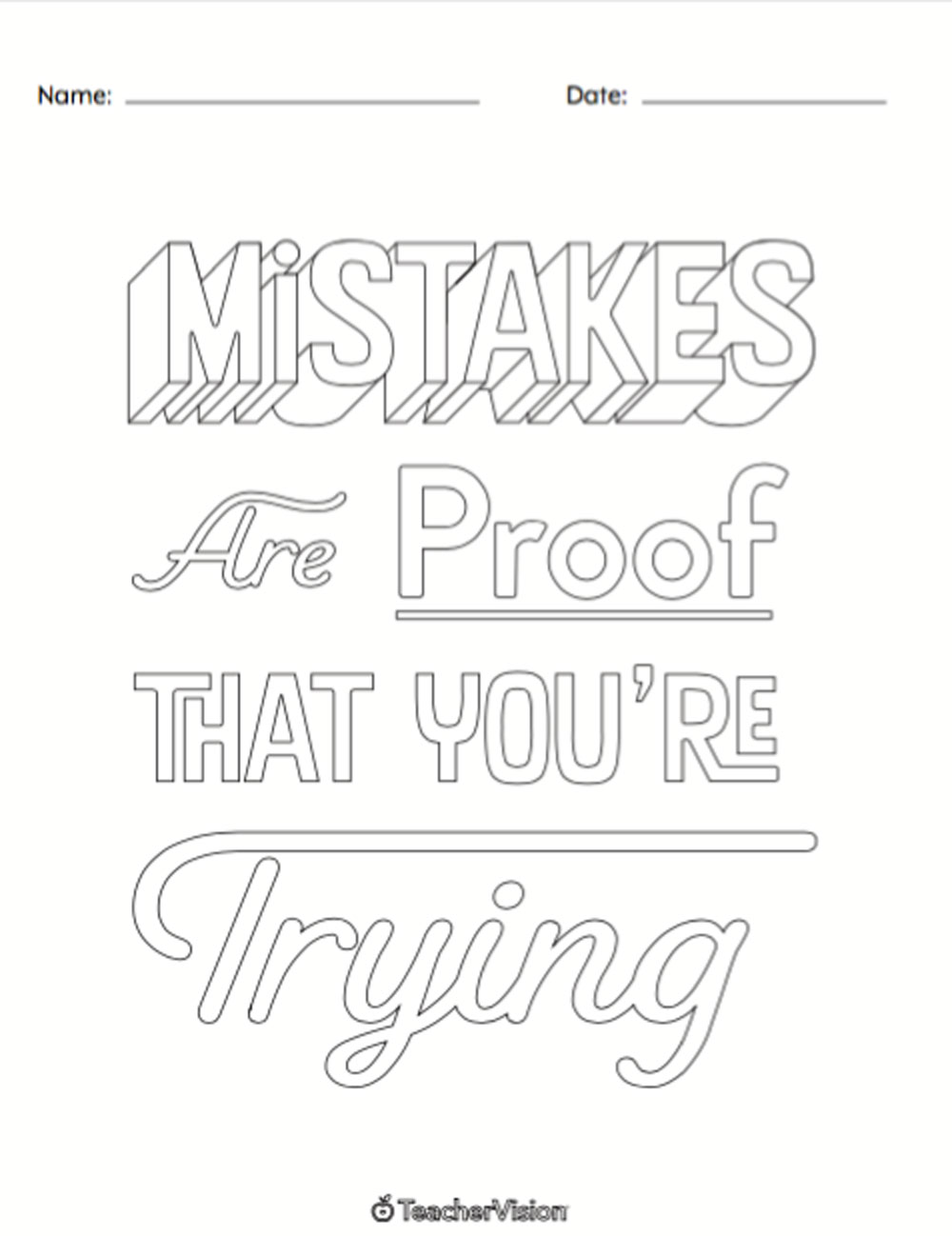 A Growth Mindset Coloring Sheet