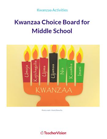 Kwanzaa Choice Board for Middle School