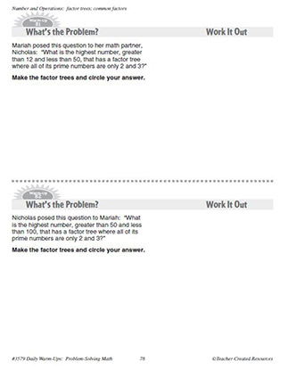 Number and Operations Daily Math Warm-Ups and Answe Key Grade 4-6