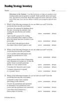 Reading Strategy Inventory