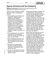 Science and Social Studies: Species Extinction and the Community
