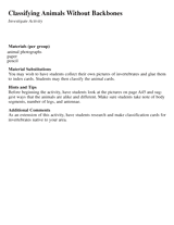 Investigate Activity: Classifying Animals Without Backbones