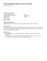 Experiment Activity: Experimenting with the Sense of Smell