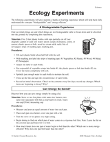 Ecological Experiments