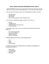 Harry Potter and the Half-Blood Prince: Quiz 1