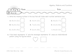 Math Warm-Up 221 for Gr. 3 & 4: Algebra, Patterns & Functions