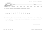 Math Warm-Up 222 for Gr. 3 & 4: Algebra, Patterns & Functions