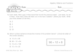 Math Warm-Up 214 for Gr. 5 & 6: Algebra, Patterns & Functions