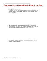 Exponential and Logarithmic Functions, Set 3