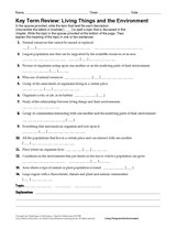 Science Key Term Review: Living Things and the Environment