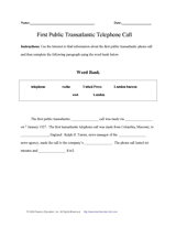 First Public Transatlantic Telephone Call