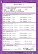 Multiplication Facts: Some of the 7s