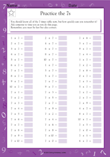 Multiplication Speed Trials: Practice the 7s (Grade 5)