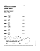 Money Match Mathematics Worksheet